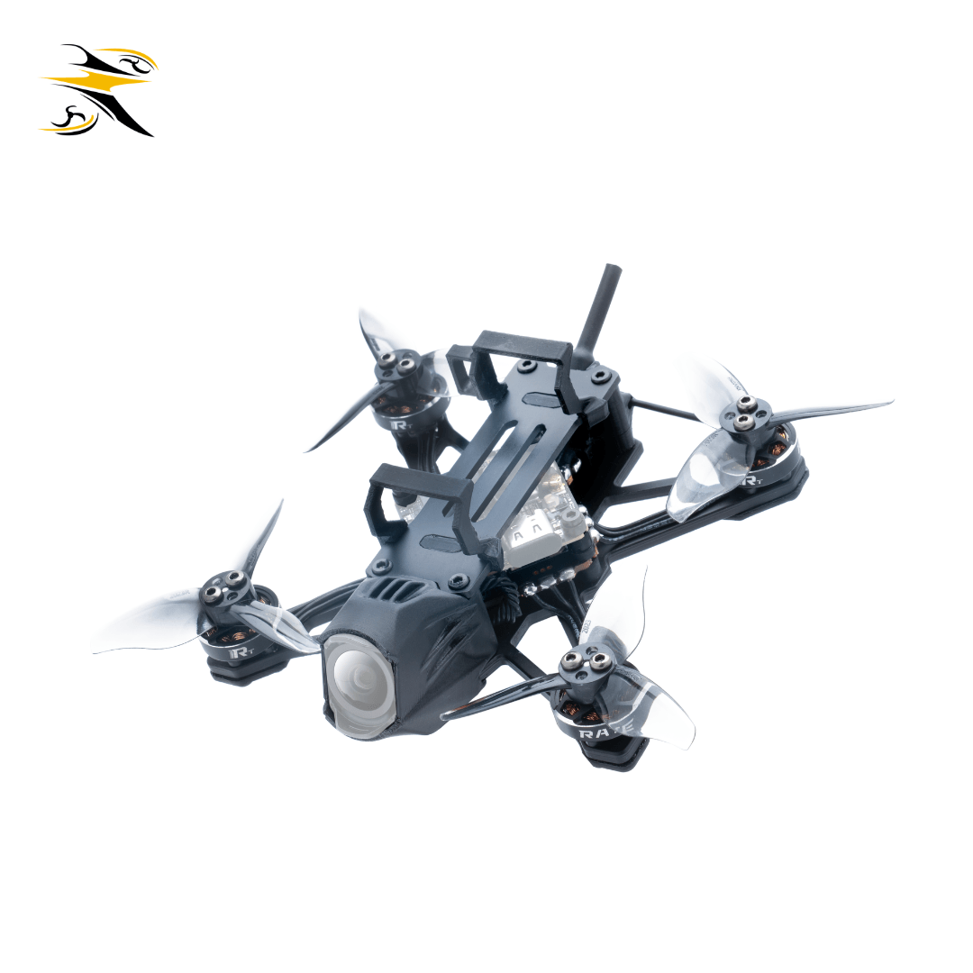 Side 45-degree product photo of RATEFPV W20 2-inch freestyle FPV drone, lightweight carbon fiber frame, pre-assembled ready-to-fly quad, comes without vtx and camera.