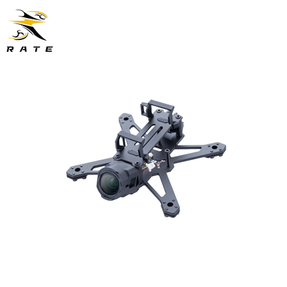 Black RATE W20 2-inch FPV drone frame with integrated camera mount, carbon fiber construction, designed for freestyle and cinewhoop quadcopters