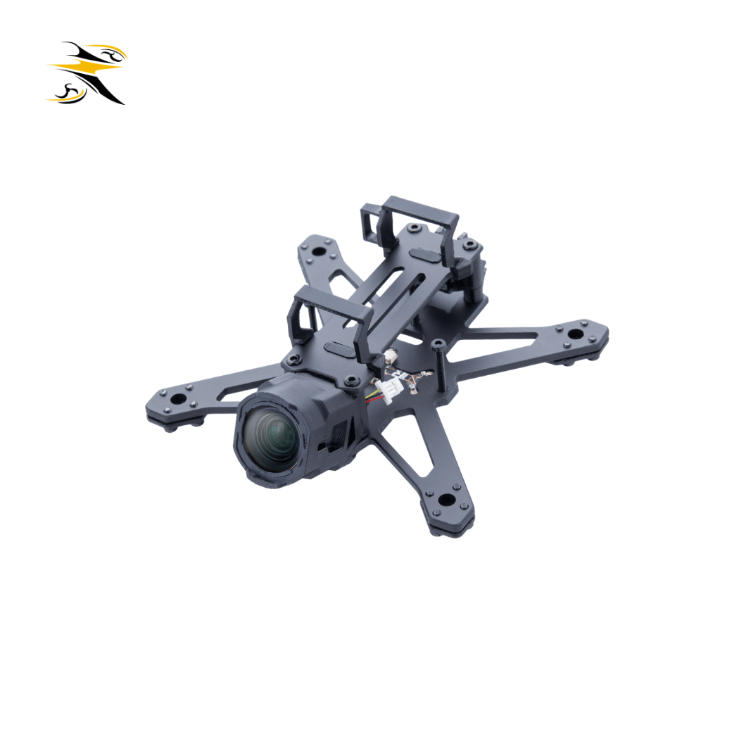 Black RATE W20 2-inch FPV drone frame with integrated camera mount, carbon fiber construction, designed for freestyle and cinewhoop quadcopters