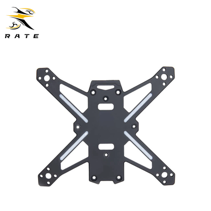 Black carbon fiber bottom plate for the RATE W20 FPV frame (LED version), with pre-cut slots for LED light strips, designed for custom lighting setups on your W20 quadcopter.