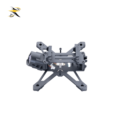 Top-down view of the RATE W20 2-inch FPV quadcopter frame, showing the mounting plate, motor hole pattern, and lightweight design for small-format cinewhoop drones.