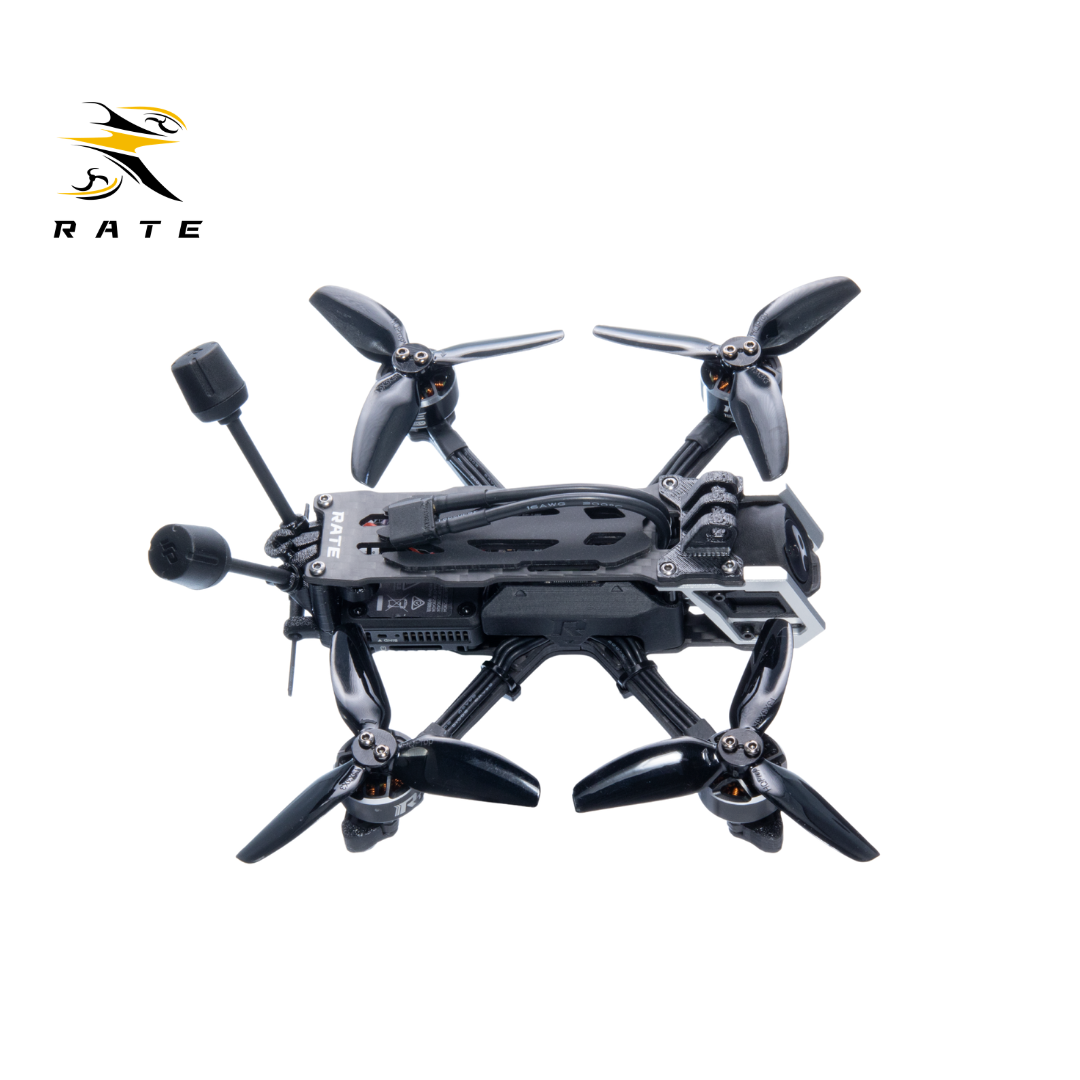 Top-down rear photo of RATE S30 S30 Pro 3-inch FPV quad, with built-in Bluetooth for Betaflight mobile tuning, internal wiring layout for DJI O4 digital transmission.